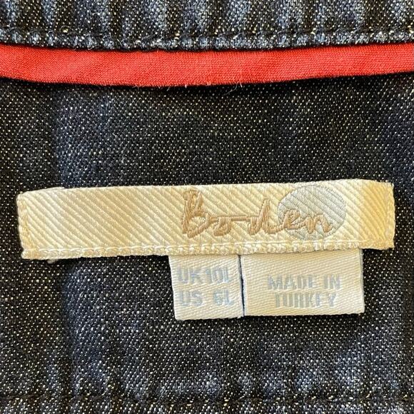 BODEN RUSTIC COUNTRY WESTERN BOHO COTTON DENIM BLUE DRESS 6L - Picture 6 of 8